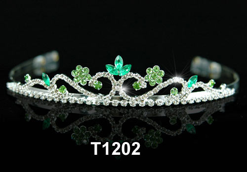 Bridal Wedding Green Crystal Rhinestone Tiara T1202  