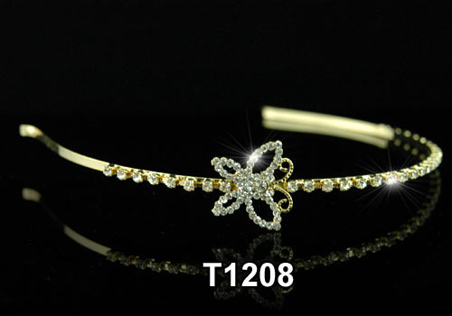 Butterfly Gold Plat Bridal Wedding Headband Tiara T1208  