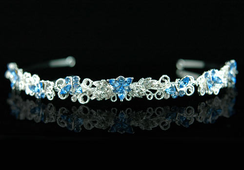 Butterfly Blue Crystal Bridal Prom Headband Tiara T1303  