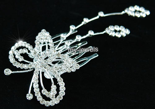 Wedding Bridal Butterfly Crystal Hair Comb T1323  