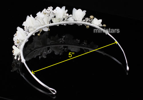 Wedding Bridal Ivory Flower Satin Handmade Tiara T1336  