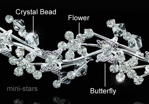 Bridal Handmade Butterfly Crystal Headband Tiara T1380  