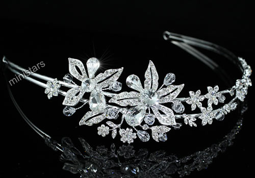 Bridal Flower Quality Sparkling Tiara use Swarovski Crystal T1451 