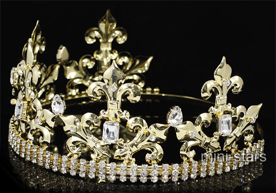 Men Crown Adjustable Metal Tiara Round Gold / Silver Prince King ...